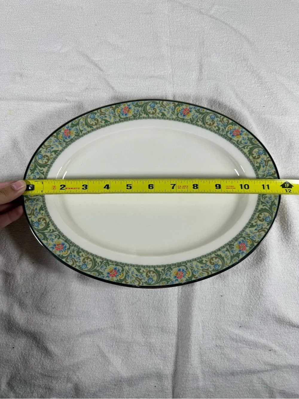 Vintage Noritake Ivory China Isolde Green Floral Oval Serving Plate